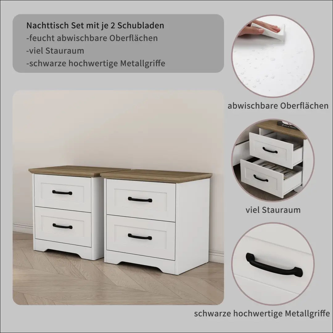 Naktinių staliukų komplektas (2vnt) GI998 - €99 Save 50% 50-100, __label:Pristatymas 1-2 d.d., color-balta, color-ruda,