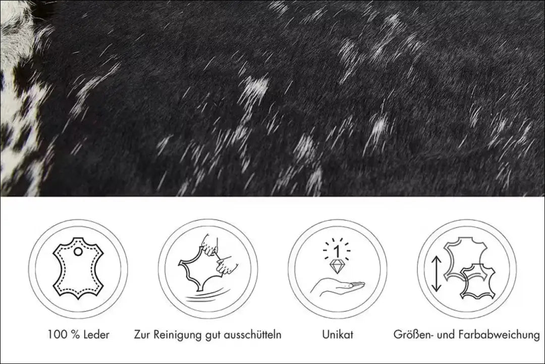 Natūralus karvės odos kilimas RU866 - €100 Save 50% 100-200, __label:Pristatymas 1-2 d.d., color-juoda, kilimai,