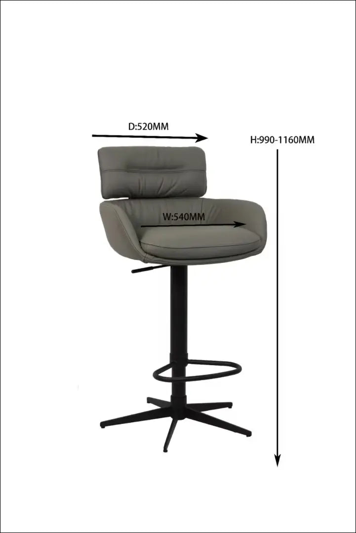 Odinė baro kėdė VI1294 - €180 Save 50% 100-200, __label:Pristatymas 1-2 d.d., baro-kedes, color-pilka, material-oda