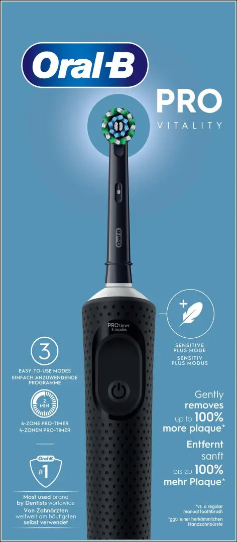 „Oral-B Pro Vitality“ elektrinis dantų šepetėlis SP359 - €20 Save 50% __label:Pristatymas 1-2 d.d., color-juoda,