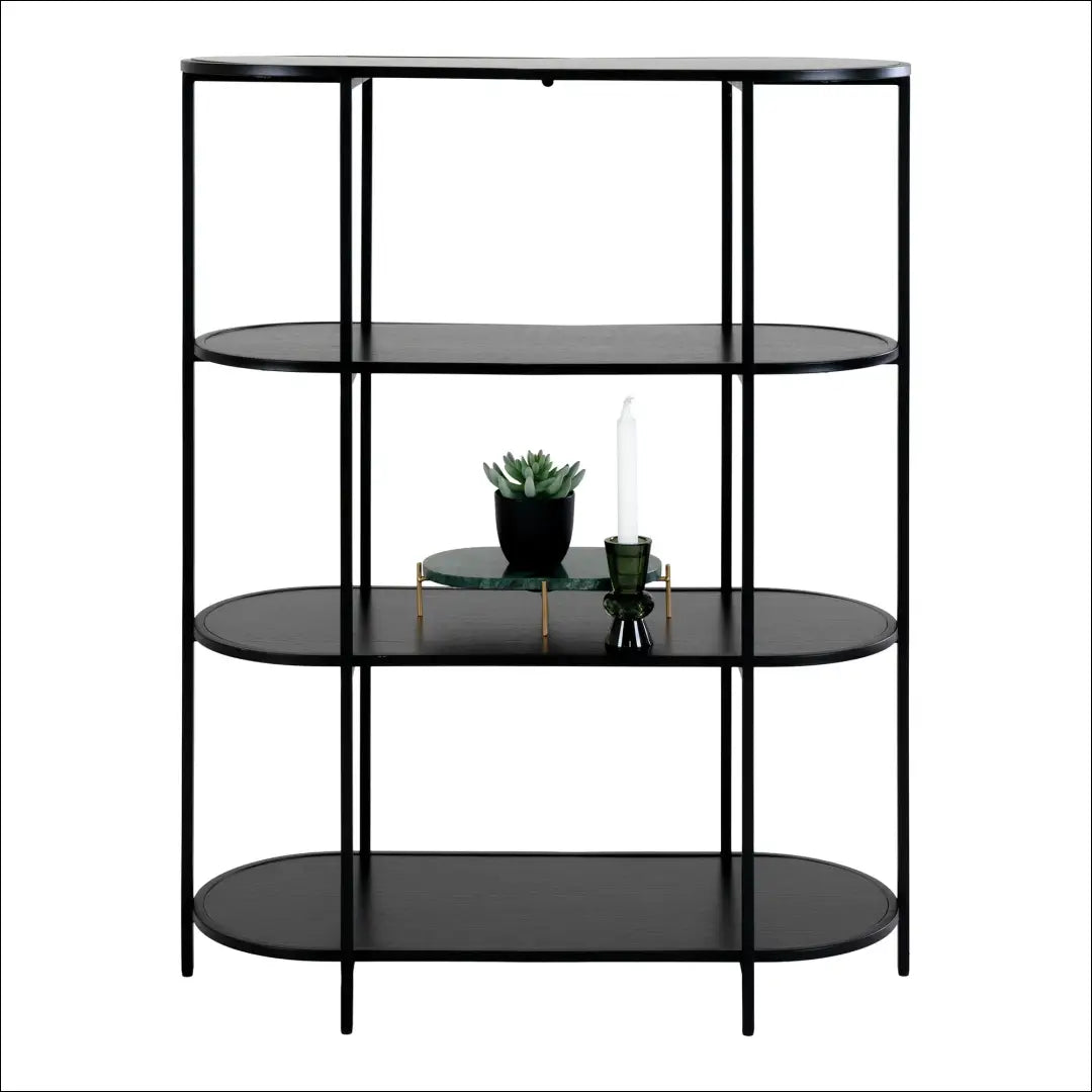 Ovali lentyna 4 lentynos juoda juodas rėmas 85x36x111 cm RD497 - €131 Save 15% 100-200, __label:Pristatymas 5-14 d.d.,