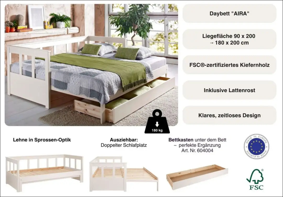 Padidinama lova (90x200cm) GI953 - €180 Save 50% 100-200, __label:Pristatymas 1-2 d.d., color-balta, lovos-miegamojo,