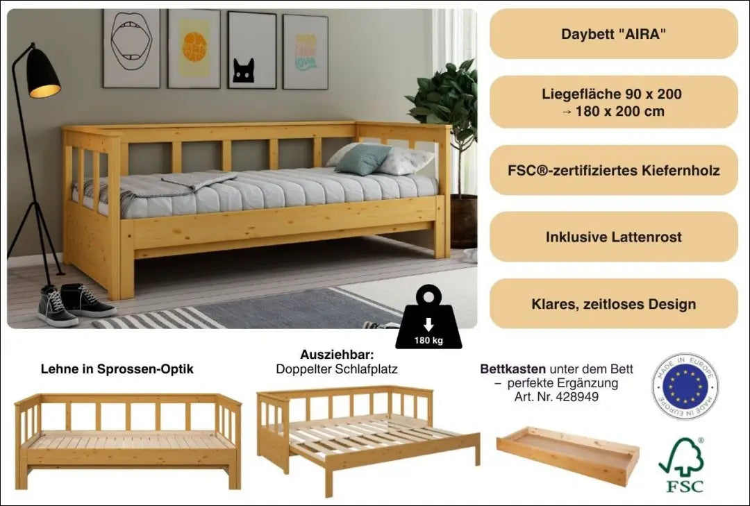 Padidinama lova GI685 - €145 Save 50% 100-200, __label:Pristatymas 1-2 d.d., color-ruda, lovos-miegamojo,