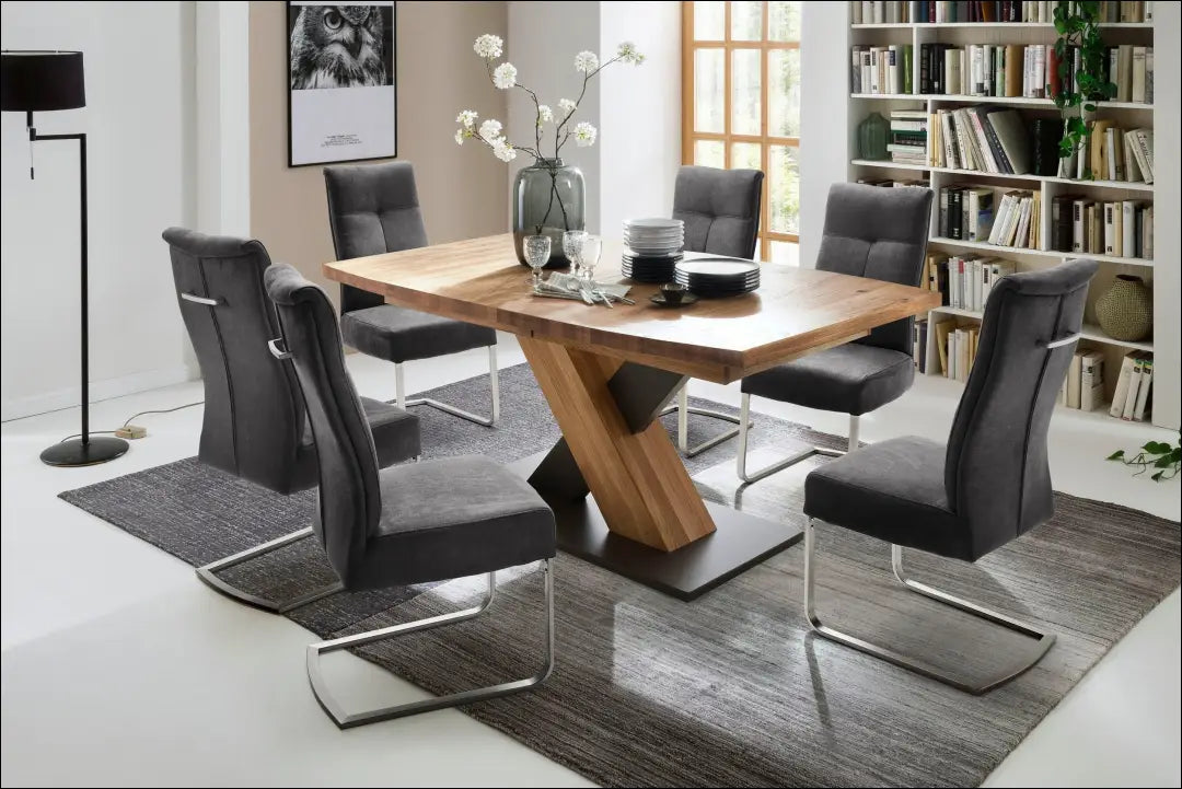 Padidinamas medinis valgomojo stalas VI1398 - €1,150 Save 50% __label:Pristatymas 1-2 d.d., color-juoda, color-ruda,