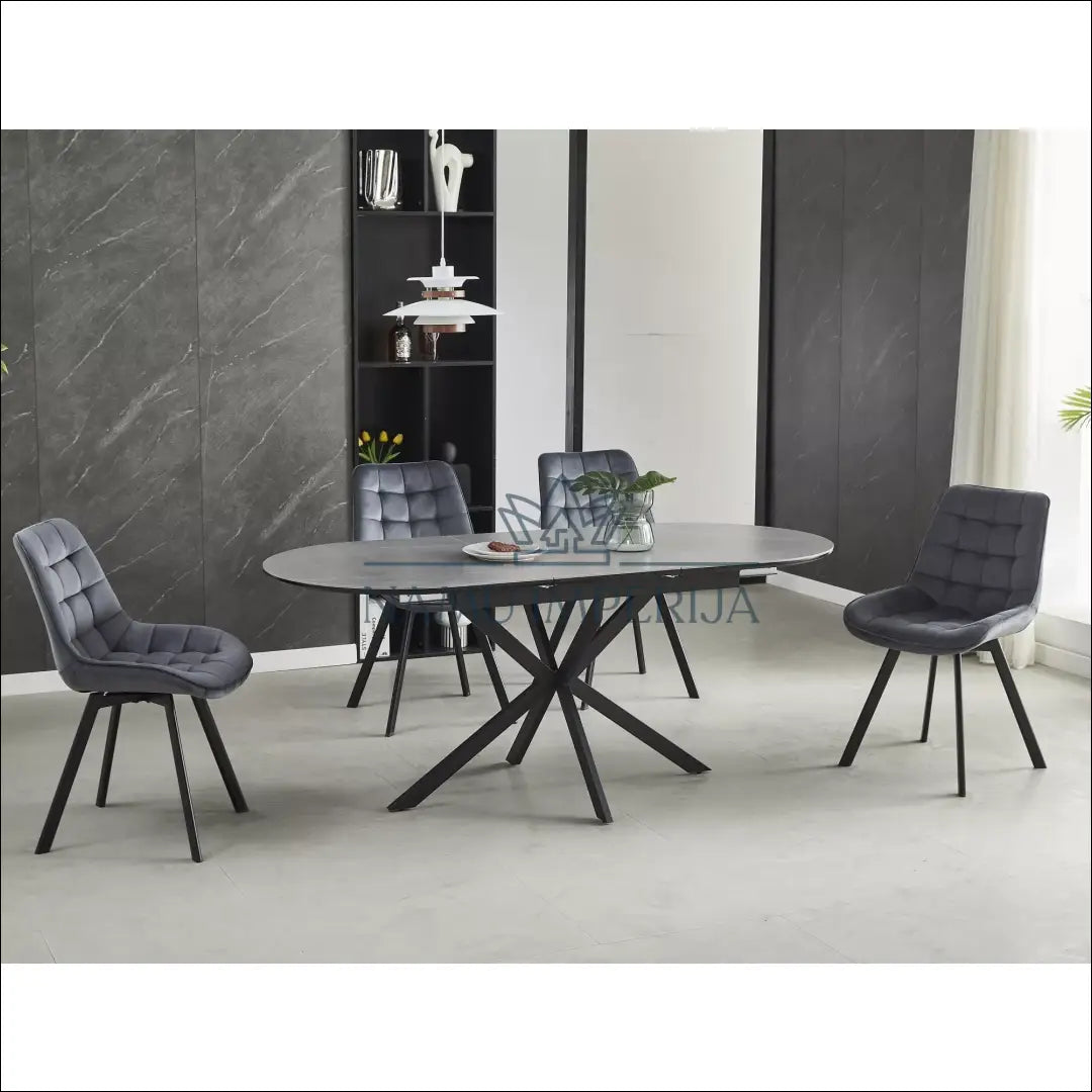 Padidinamas ovalus valgomojo stalas AL012 - €463 Save 20% __label:Pristatymas 5-14 d.d., color-juoda, color-pilka,
