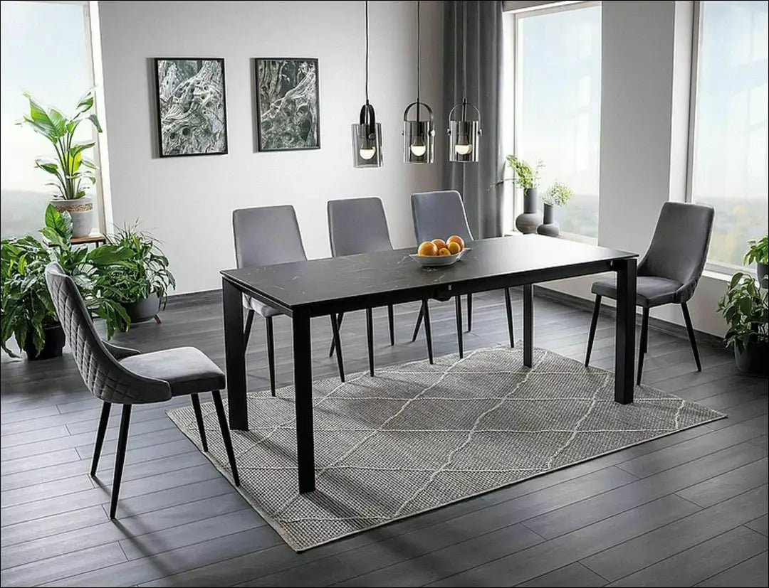 Padidinamas valgomojo stalas AL007 - €671 Save 20% __label:Pristatymas 5-14 d.d., color-juoda, material-keramika,
