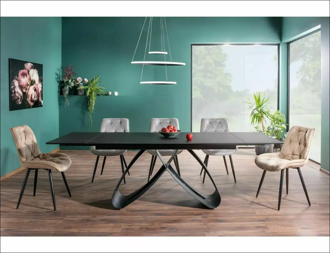 Padidinamas valgomojo stalas AL008 - €807 Save 20% __label:Pristatymas 5-14 d.d., color-juoda, material-keramika,