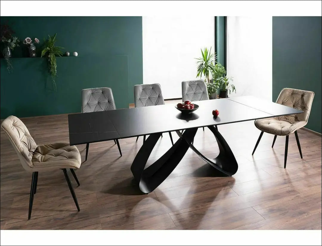 Padidinamas valgomojo stalas AL008 - €807 Save 20% __label:Pristatymas 5-14 d.d., color-juoda, material-keramika,