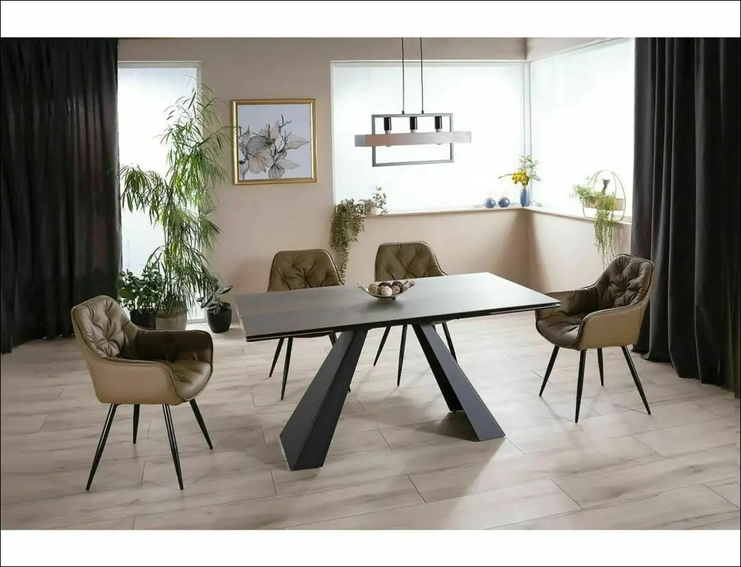 Padidinamas valgomojo stalas AL009 - €920 Save 20% __label:Pristatymas 5-14 d.d., color-juoda, color-ruda,