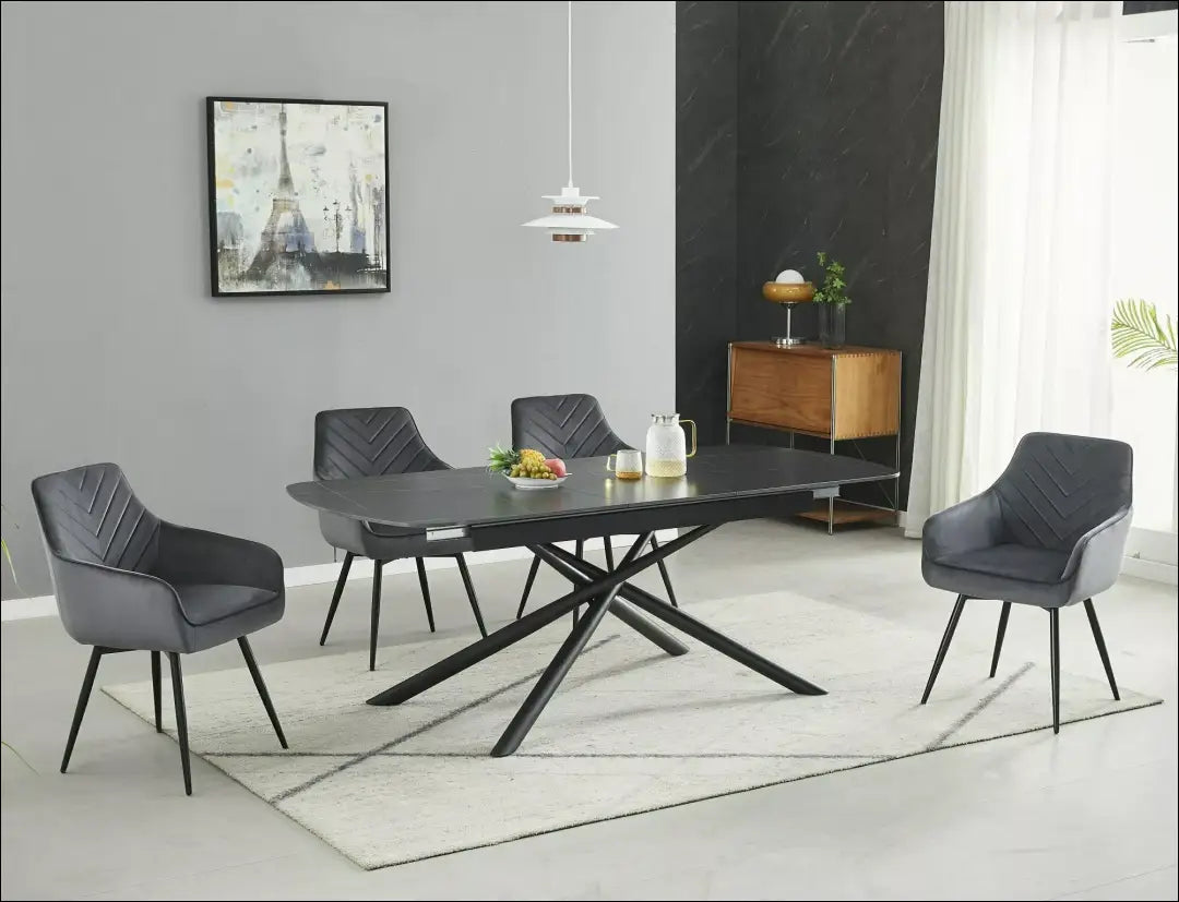 Padidinamas valgomojo stalas AL014 - €503 Save 20% __label:Pristatymas 1-2 d.d., color-juoda, material-keramika,