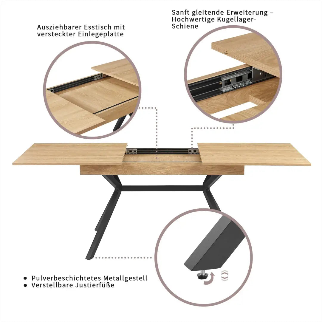 Padidinamas valgomojo stalas VI1187 - €210 Save 50% __label:Pristatymas 1-2 d.d., color-juoda, color-ruda,