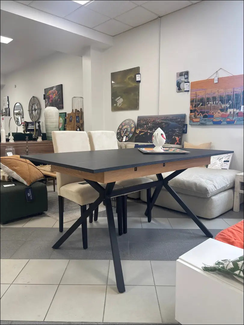 Padidinamas valgomojo stalas VI1224 - €205 Save 50% __label:Pristatymas 1-2 d.d., color-juoda, material-mediena,