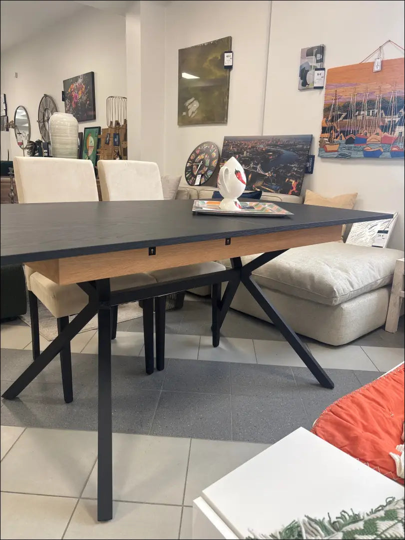 Padidinamas valgomojo stalas VI1224 - €205 Save 50% __label:Pristatymas 1-2 d.d., color-juoda, material-mediena,