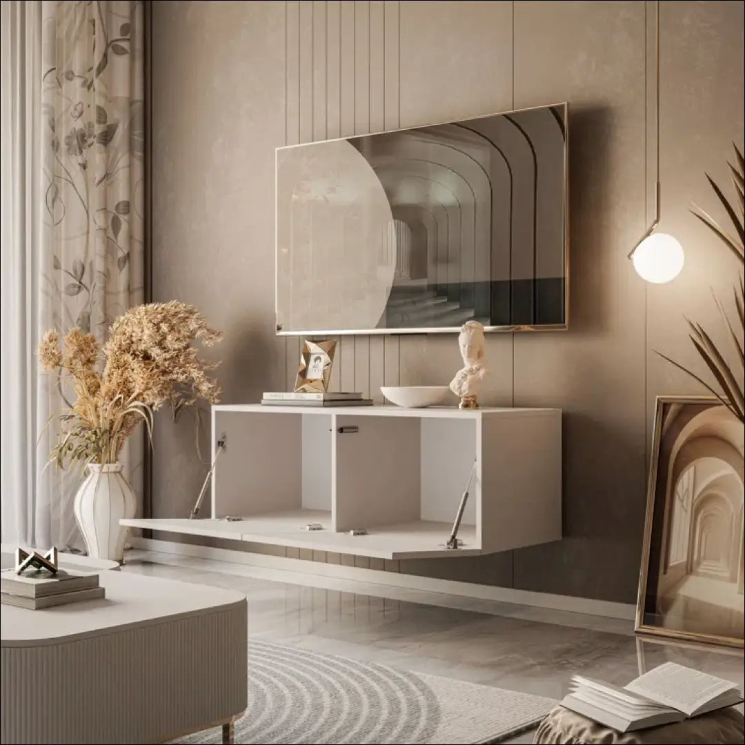 Pakabinamas TV staliukas SI1008 - €59 Save 70% 50-100, __label:Pristatymas 1-2 d.d., color-kremas, material-mediena,