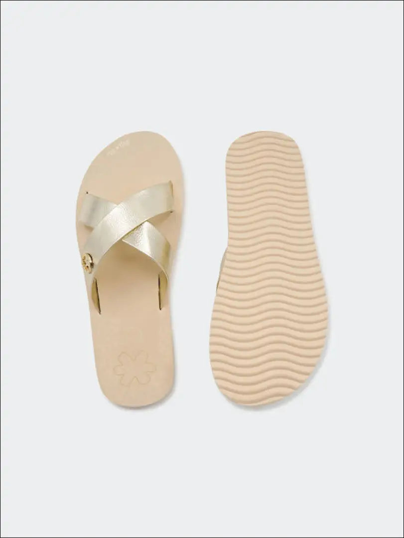 Paplūdimio šlepetės DR123 - __label:Pristatymas 1-2 d.d., color-auksine, drabuziai, tekstile, under-25 Iki €25 Sandals