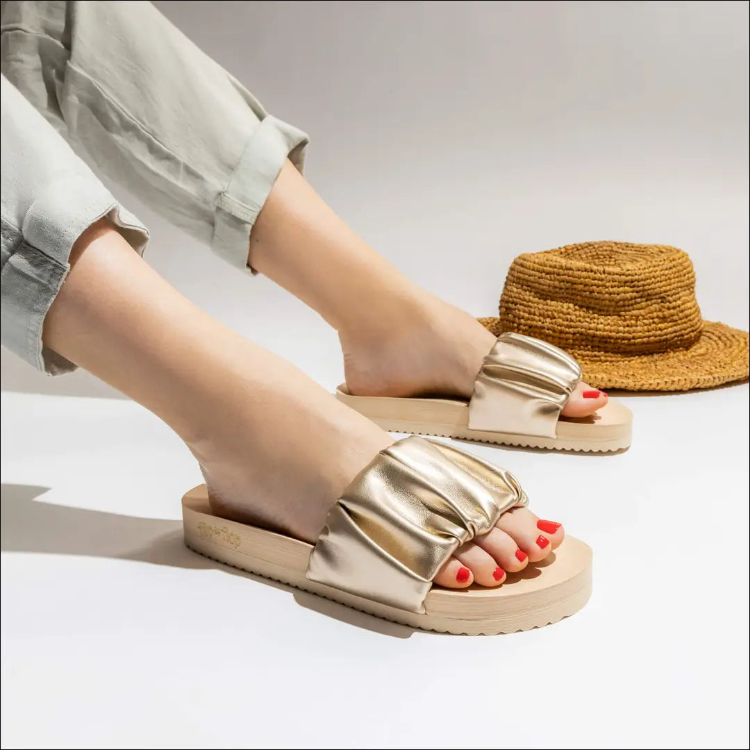 Paplūdimio šlepetės (36) DR134 - €23 Save 50% __label:Pristatymas 1-2 d.d., color-auksine, drabuziai, tekstile,