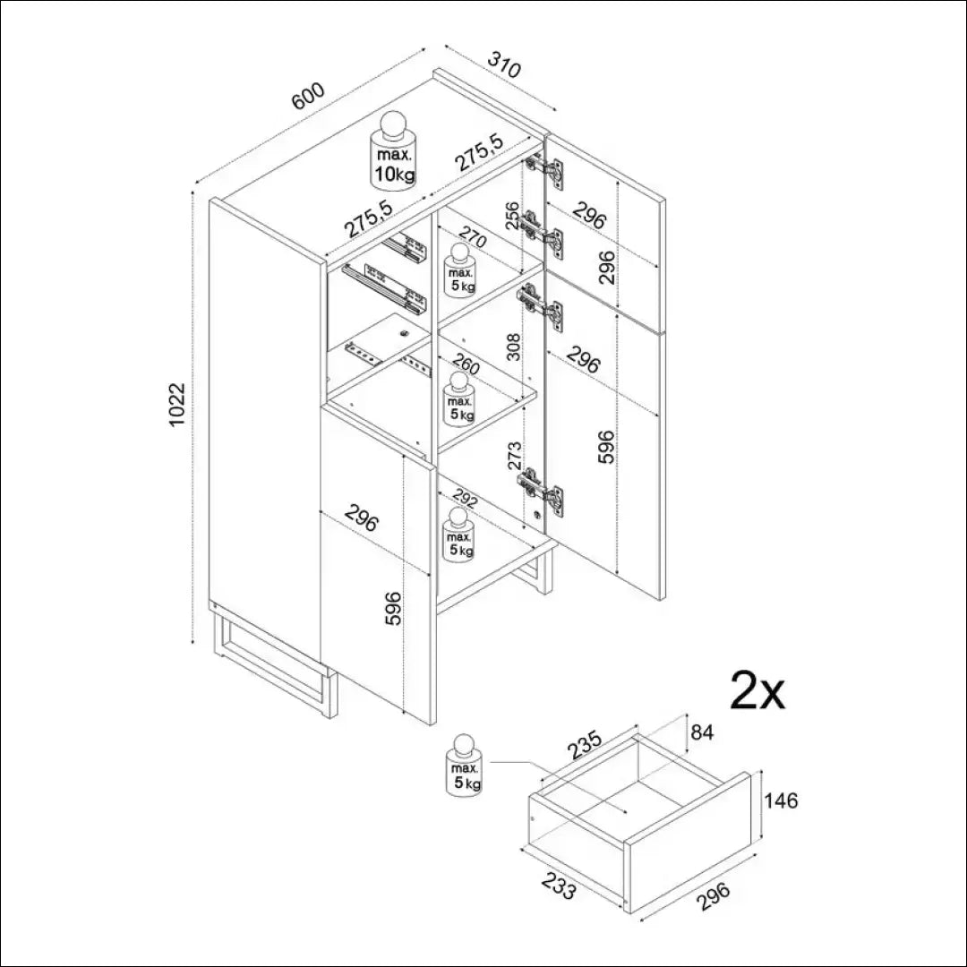 Pastatoma vonios spintelė KI1266 - €83 Save 50% 50-100, __label:Pristatymas 1-2 d.d., color-balta, color-pilka,