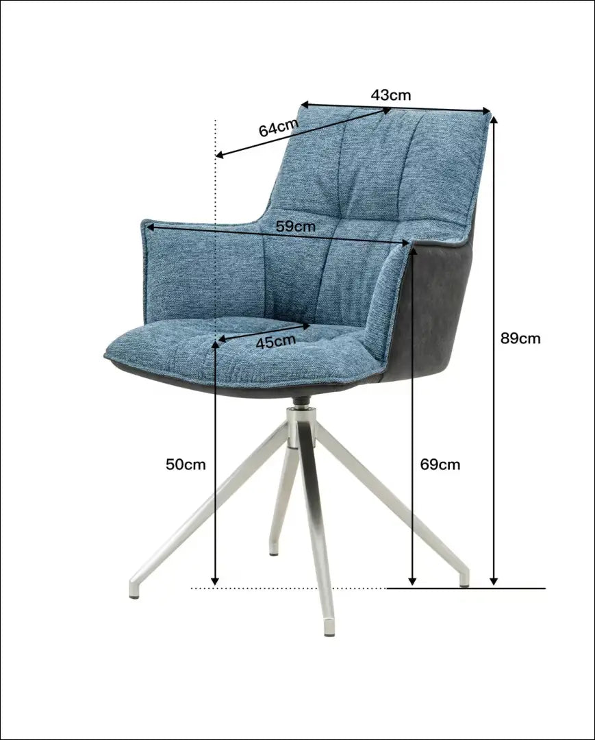 Pasukama kėdė VI1282 - €100 Save 50% 100-200, __label:Pristatymas 1-2 d.d., color-melyna, color-pilka, kedes-valgomojo