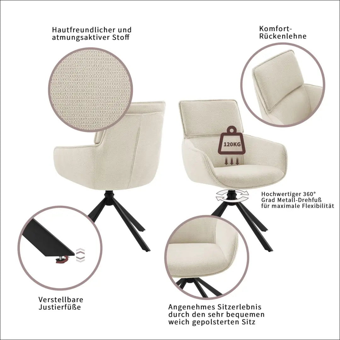 Pasukama kėdė VI1506 - €68 Save 50% 50-100, __label:Pristatymas 1-2 d.d., color-kremas, kedes-valgomojo,