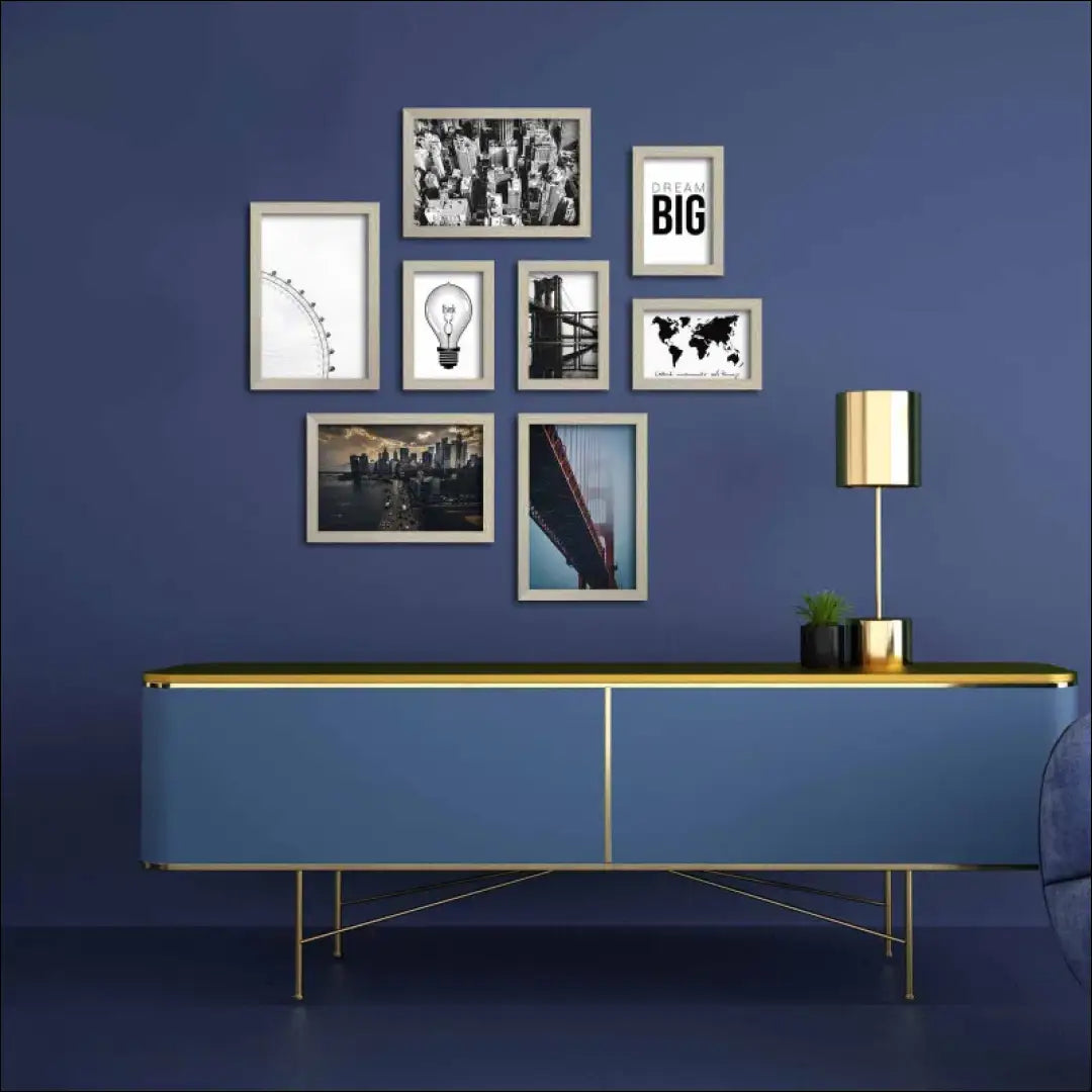 Paveikslų komplektas (8vnt) DI9696 - €55 Save 55% 50-100, __label:Pristatymas 1-2 d.d., color-auksine, color-marga,