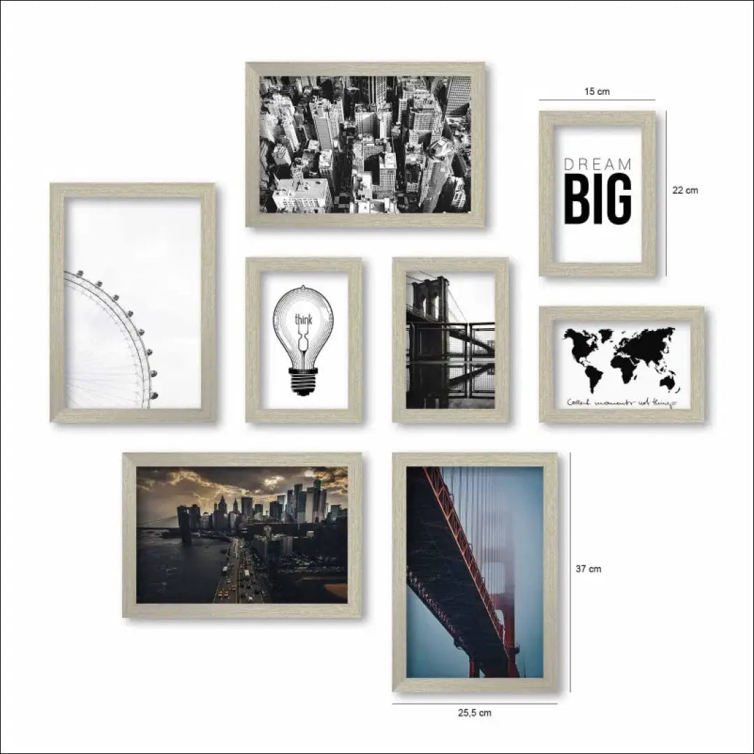 Paveikslų komplektas (8vnt) DI9696 - €55 Save 55% 50-100, __label:Pristatymas 1-2 d.d., color-auksine, color-marga,