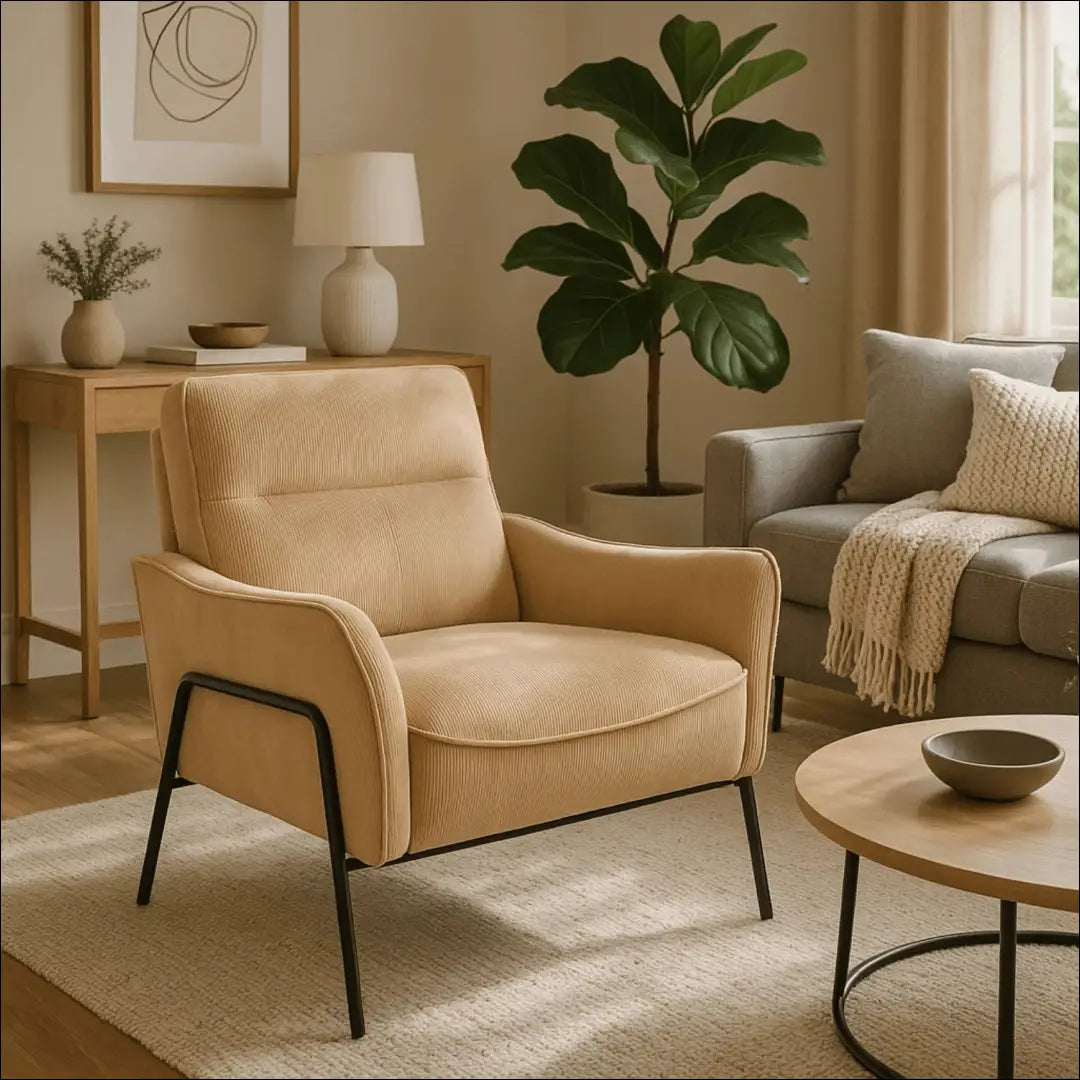 Poilsio fotelis su audiniu smėlio spalvos TE140 - €259 Save 15% __label:Pristatymas 5-14 d.d., elite, Fotele