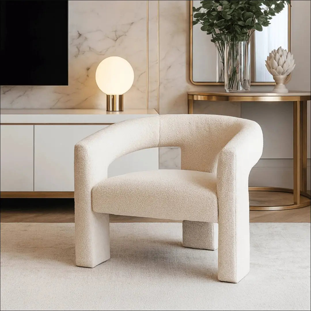 Poilsio fotelis su buklė audinio audiniu kreminės spalvos / pilkos TE1035 - €137 Save 15% 100-200, __label:Pristatymas