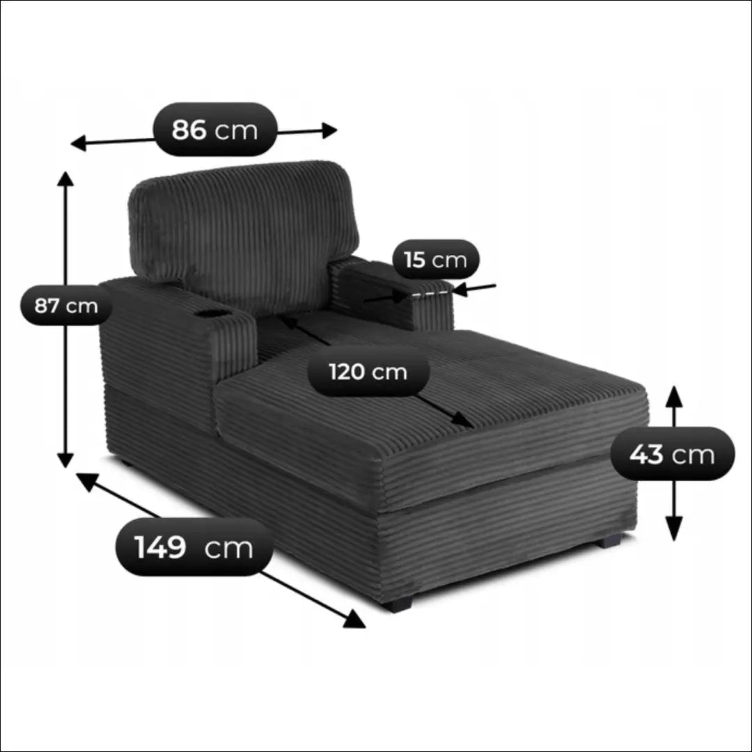 Poilsio fotelis su korduro audiniu pilkos spalvos TE515 - €330 Save 15% __label:Pristatymas 5-14 d.d., elite, Fotele