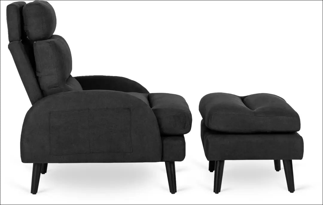 Poilsio fotelis su pakoju ir audinio audiniu juodos spalvos TE047 - €258 Save 15% __label:Pristatymas 5-14 d.d., elite,