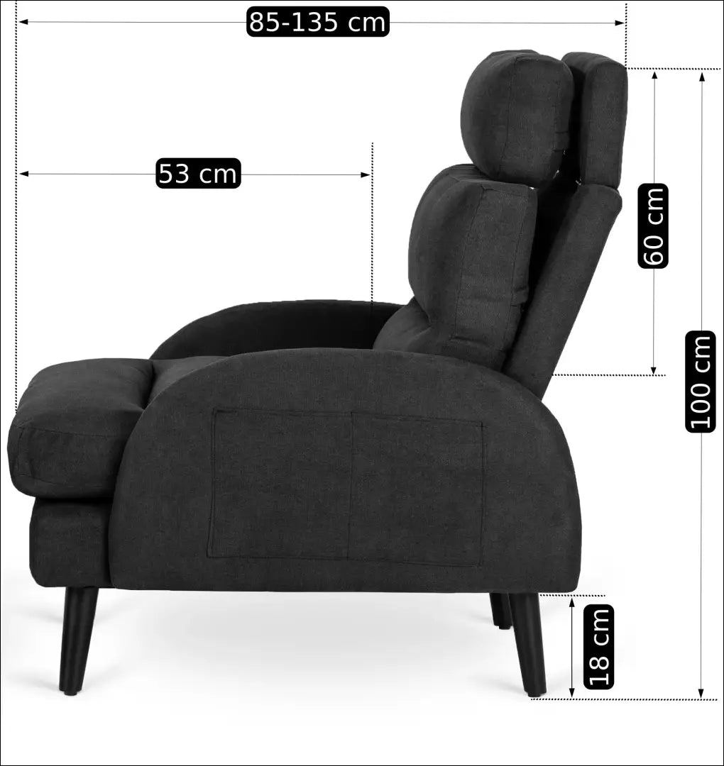Poilsio fotelis su pakoju ir audinio audiniu juodos spalvos TE047 - €258 Save 15% __label:Pristatymas 5-14 d.d., elite,