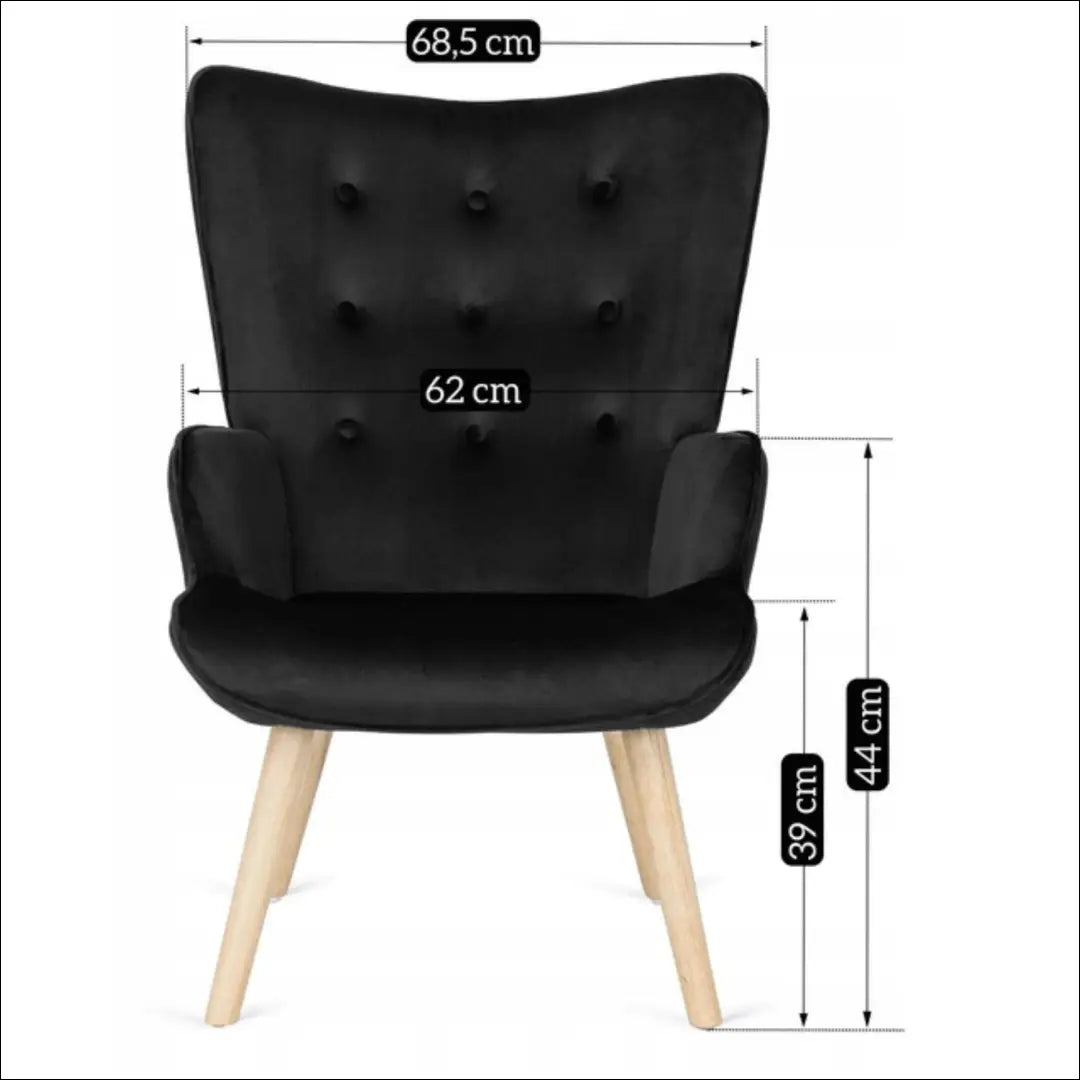 Poilsio fotelis su pakoju ir veliūro audiniu juodos spalvos TE149 - €159 Save 15% 100-200, __label:Pristatymas 5-14
