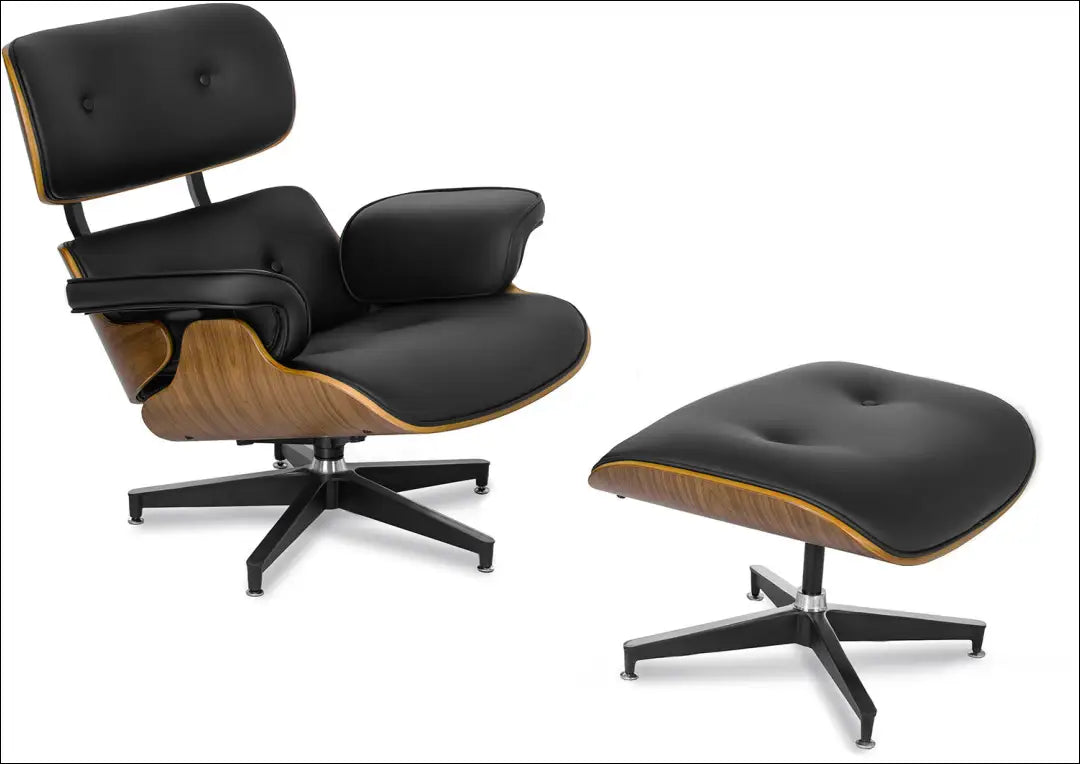 Poilsio fotelis su pakoju iš eko odos juodos spalvos TE026 - €532 Save 15% __label:Pristatymas 5-14 d.d., elite, Fotele
