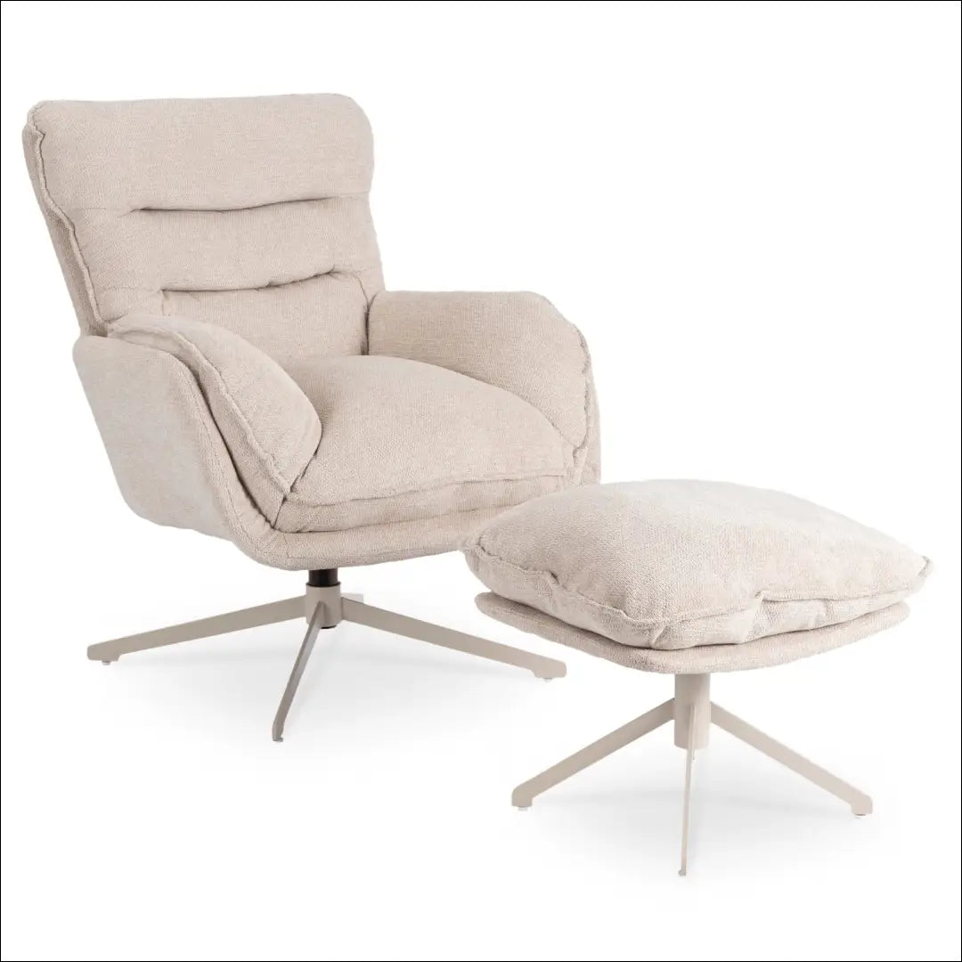 Poilsio fotelis su pakoju sukamas audiniu kreminės spalvos TE1038 - €321 Save 15% __label:Pristatymas 5-14 d.d., elite,