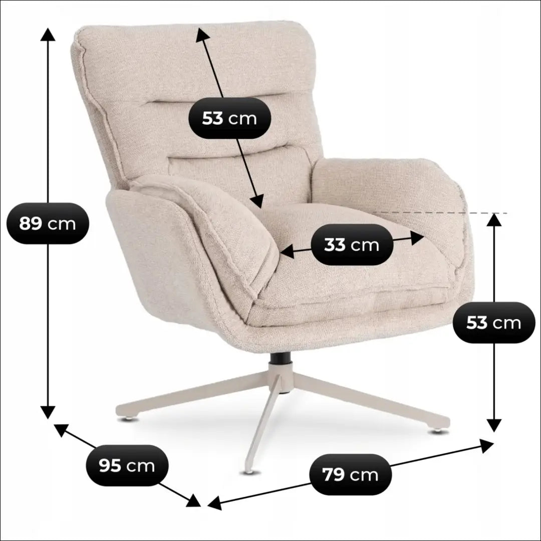 Poilsio fotelis su pakoju sukamas audiniu kreminės spalvos TE1038 - €321 Save 15% __label:Pristatymas 5-14 d.d., elite,