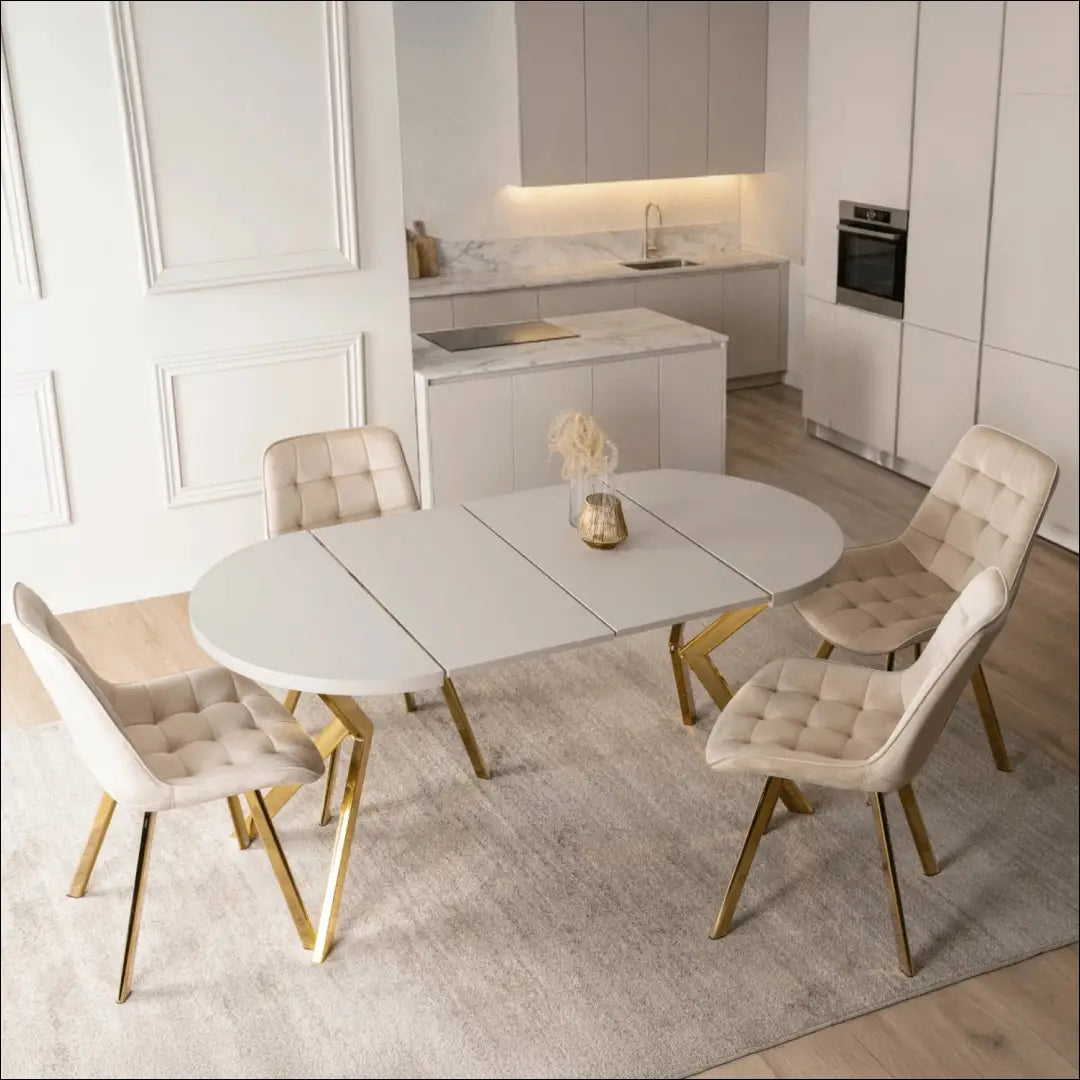 Prailginamas stalas iš laminuotos medžio drožlių plokštės auksinės spalvos / kašmyro 80-160 cm TE755 - €334 Save 15%