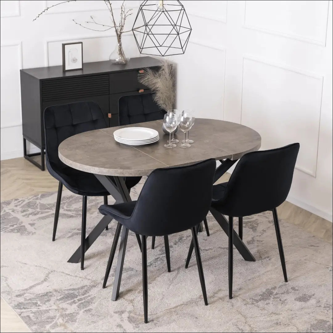 Prailginamas stalas iš laminuotos medžio drožlių plokštės juodos spalvos / betono 80-160 cm TE523 - €319 Save 15%