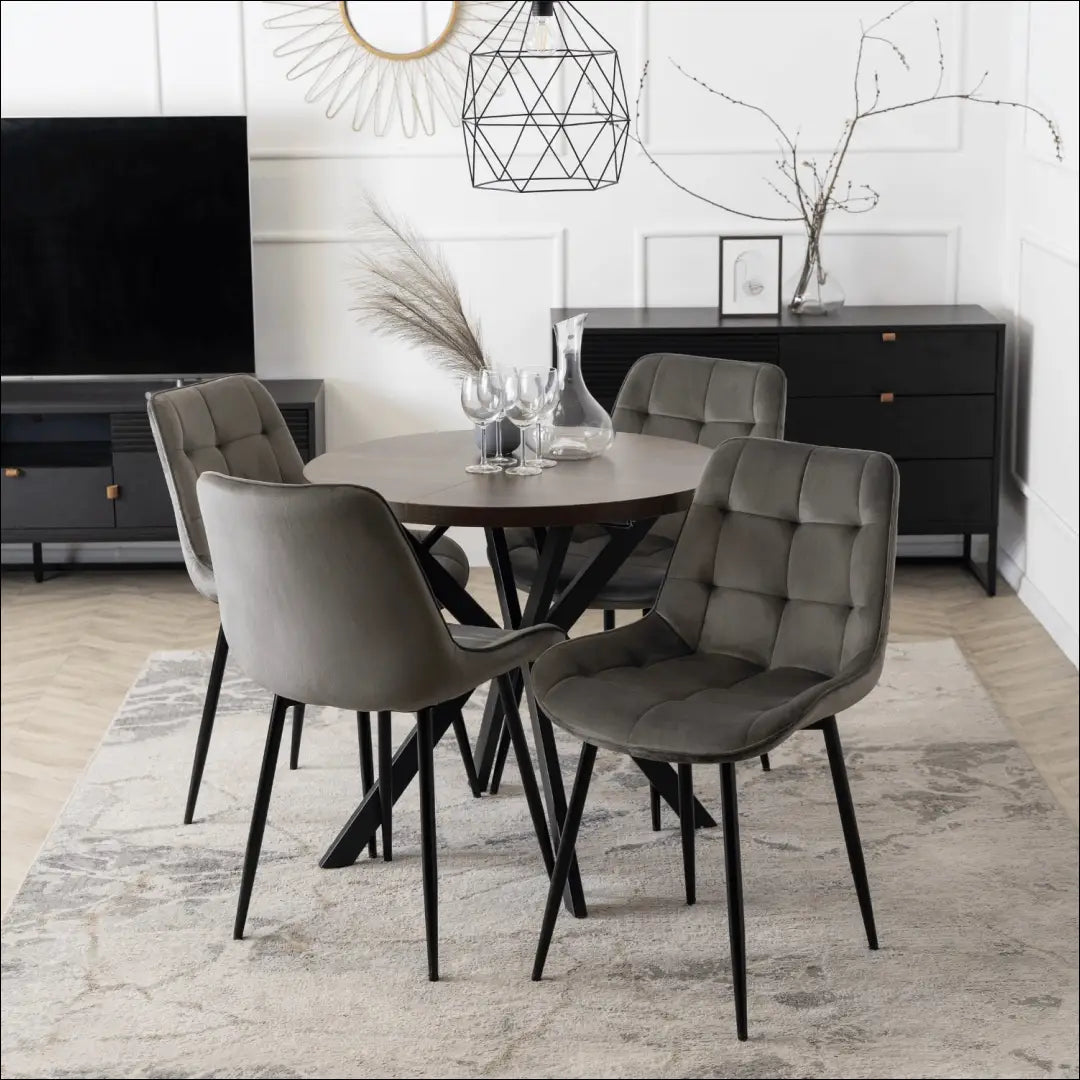 Prailginamas stalas iš laminuotos medžio drožlių plokštės juodos spalvos / riešuto 80-160 cm TE592 - €319 Save 15%
