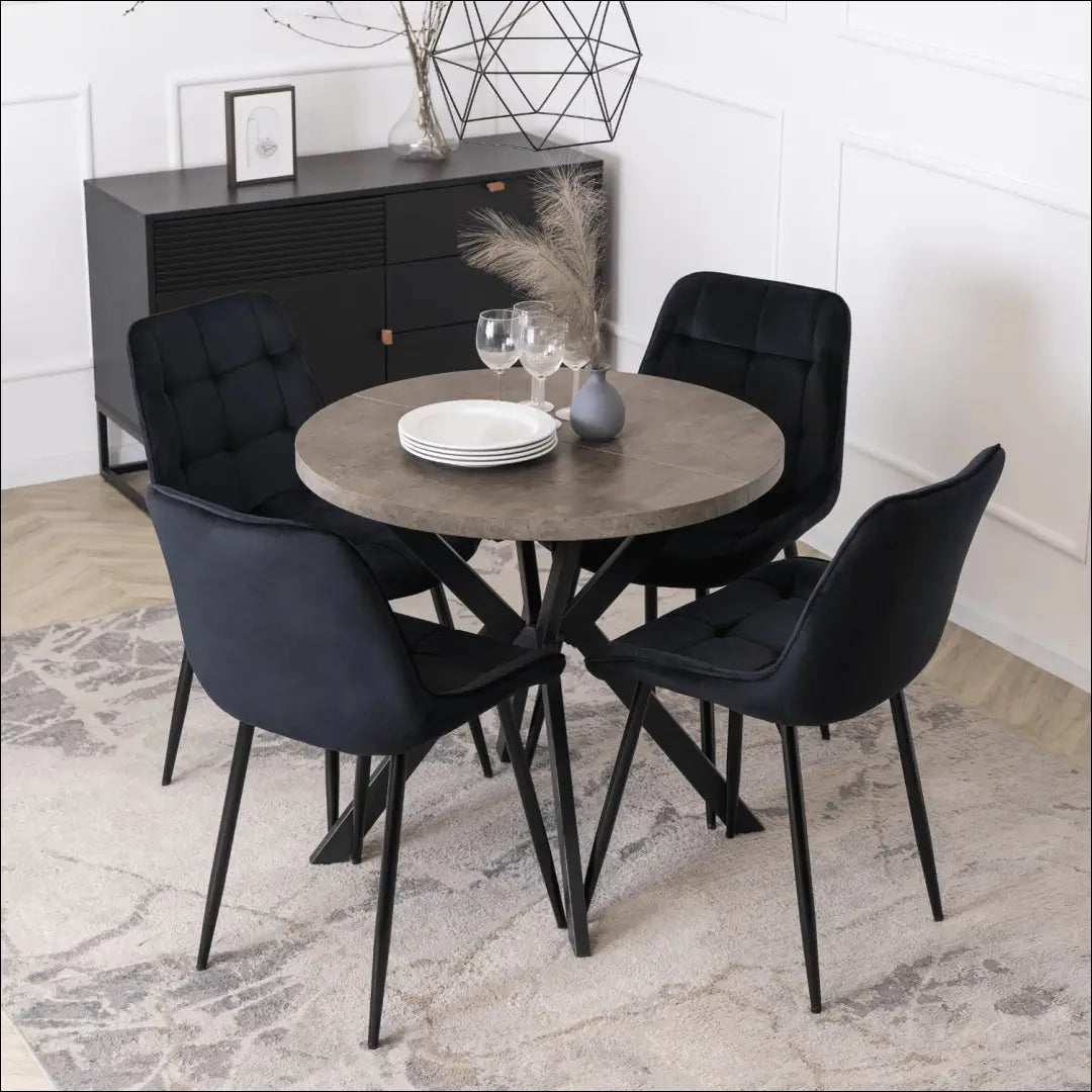Prailginamas stalas iš laminuotos medžio drožlių plokštės juodos spalvos / betono 80-160 cm TE523 - €319 Save 15%