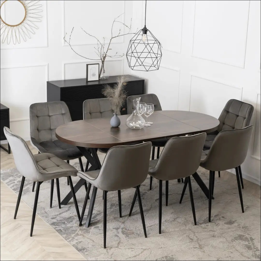 Prailginamas stalas iš laminuotos medžio drožlių plokštės juodos spalvos / riešuto 80-160 cm TE592 - €319 Save 15%