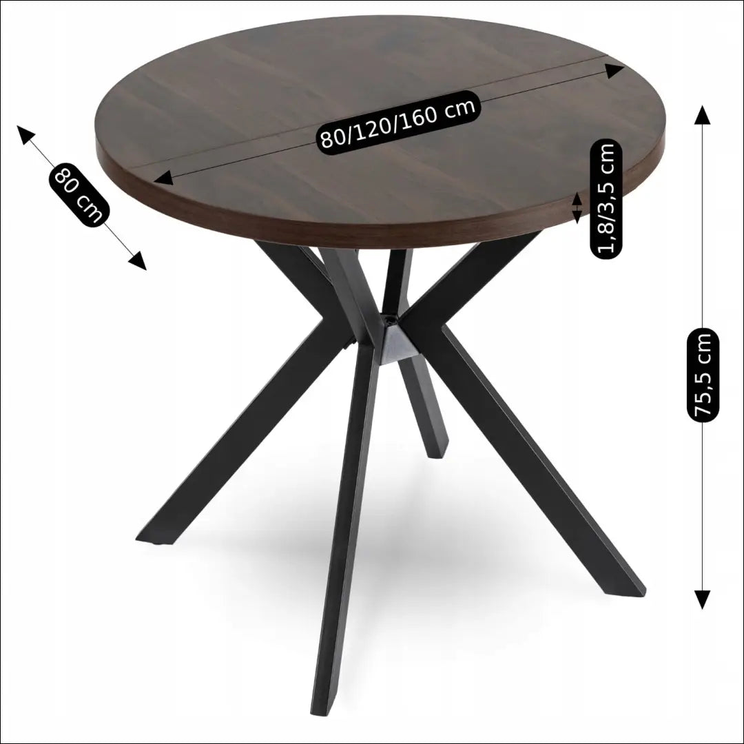 Prailginamas stalas iš laminuotos medžio drožlių plokštės juodos spalvos / riešuto 80-160 cm TE592 - €319 Save 15%