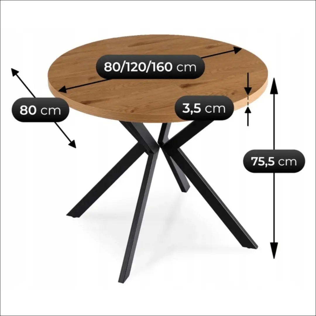 Prailginamas stalas iš laminuotos medžio drožlių plokštės juodos spalvos / ąžuolo 80-160 cm TE752 - €319 Save 15%