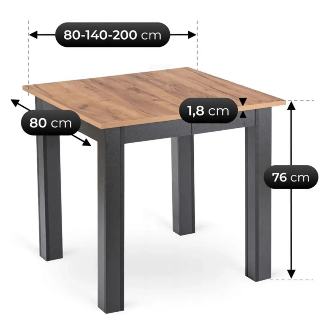 Prailginamas stalas iš MDF juodos spalvos / ąžuolo 80-200 cm TE825 - €228 Save 15% __label:Pristatymas 5-14 d.d.,