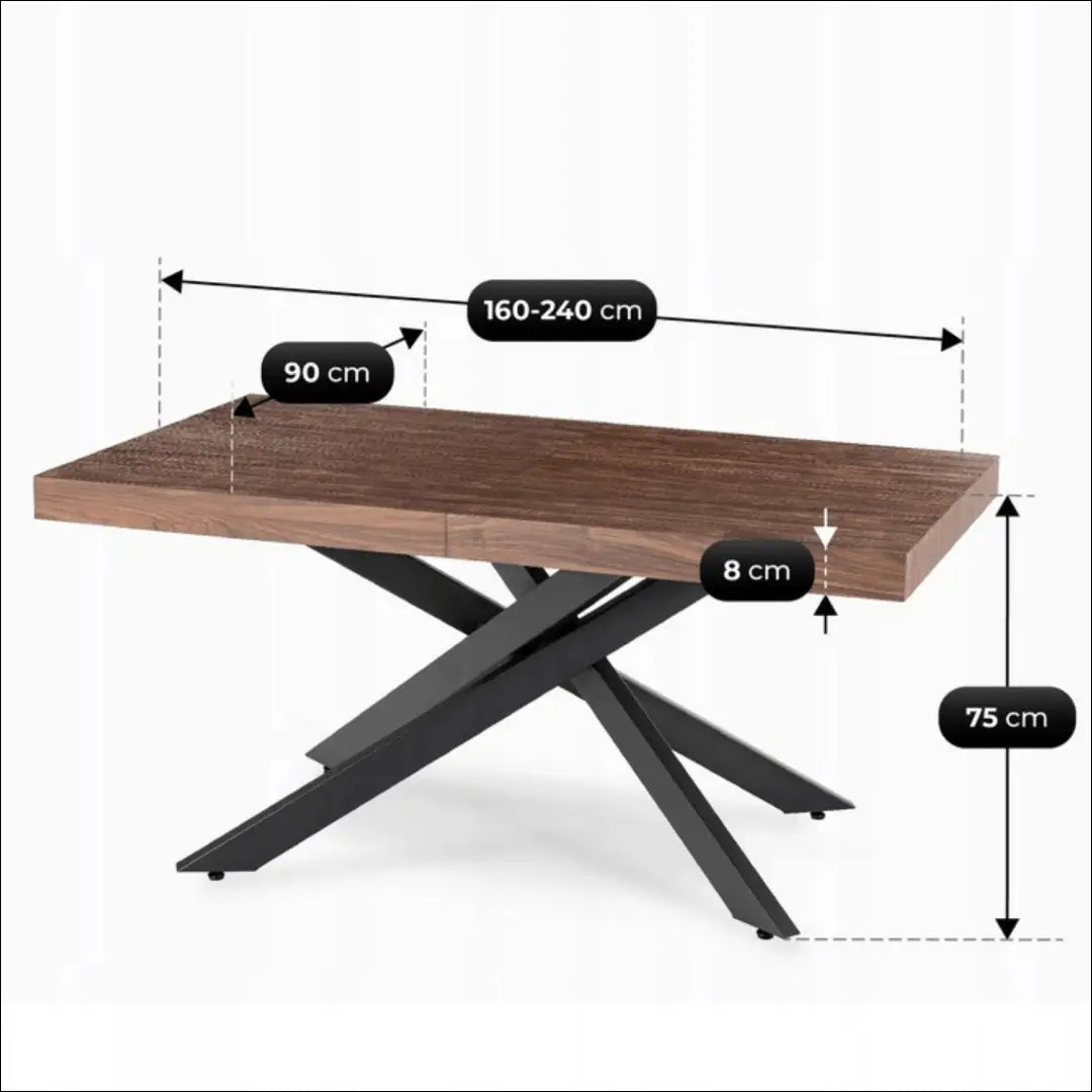 Prailginamas stalas iš MDF juodos spalvos / riešuto 160-240 cm TE910 - €423 Save 15% __label:Pristatymas 5-14 d.d.,