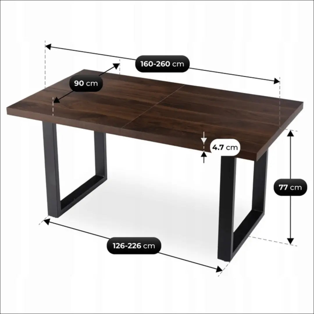 Prailginamas stalas iš MDF juodos spalvos / riešuto 160-260 cm TE999 - €384 Save 15% __label:Pristatymas 5-14 d.d.,