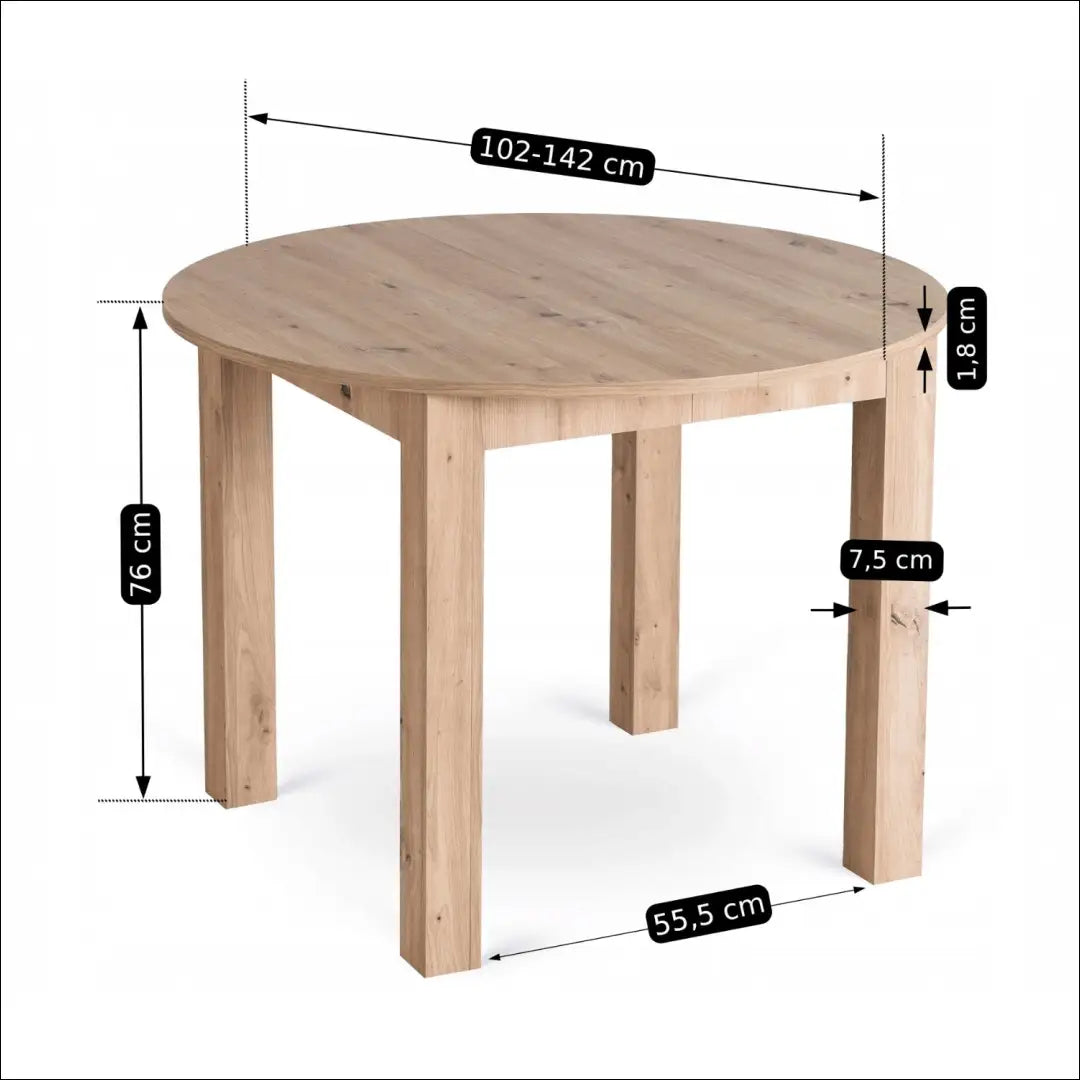 Prailginamas stalas iš medžio drožlių plokštės ąžuolo spalvos 102-142 cm TE1015 - €182 Save 15% 100-200,