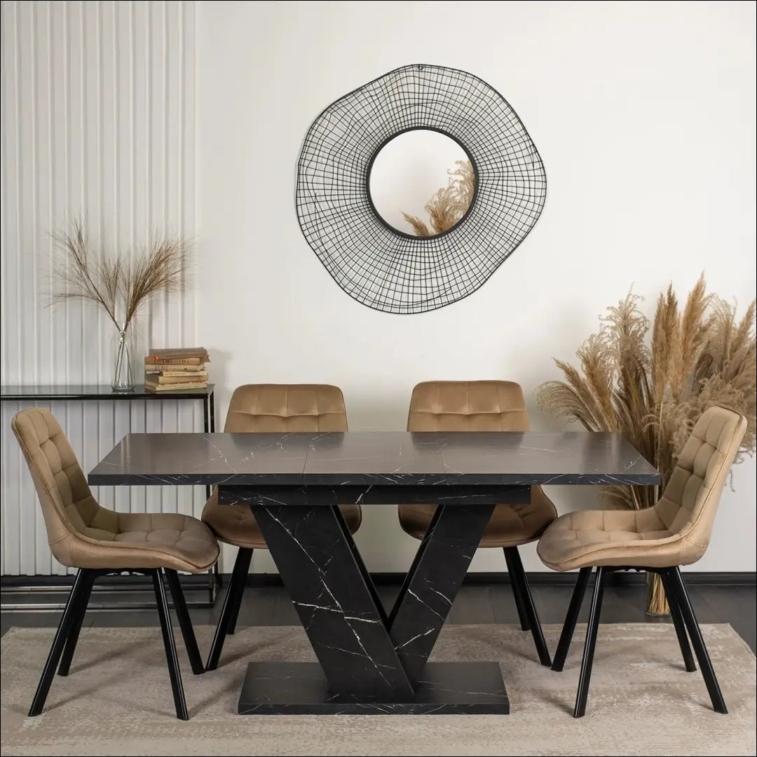 Prailginamas stalas iš medžio drožlių plokštės juodos spalvos / marmuro 120-160 cm TE270 - €287 Save 15%