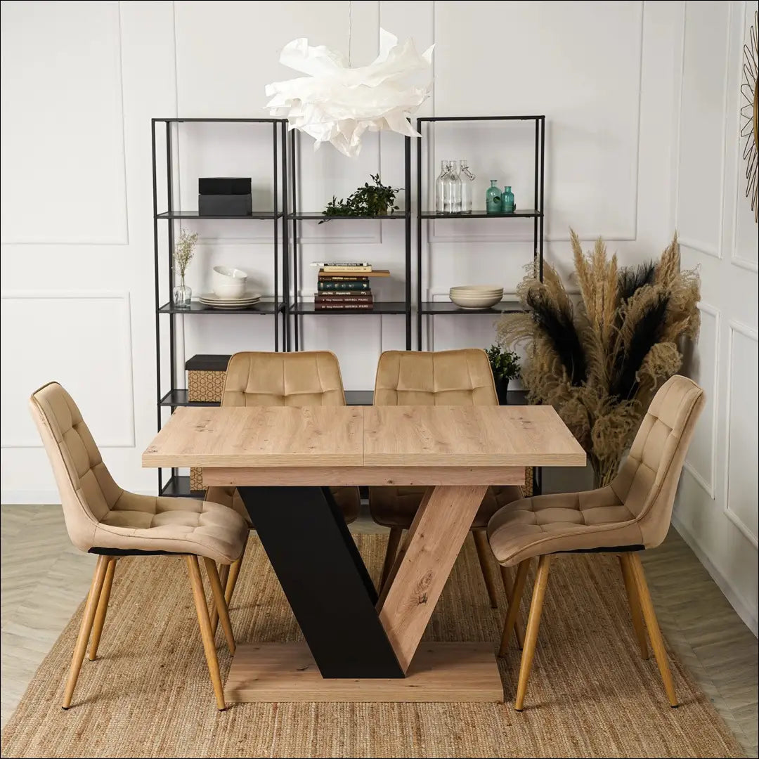 Prailginamas stalas iš medžio drožlių plokštės juodos spalvos / ąžuolo 120-160 cm TE271 - €273 Save 15%