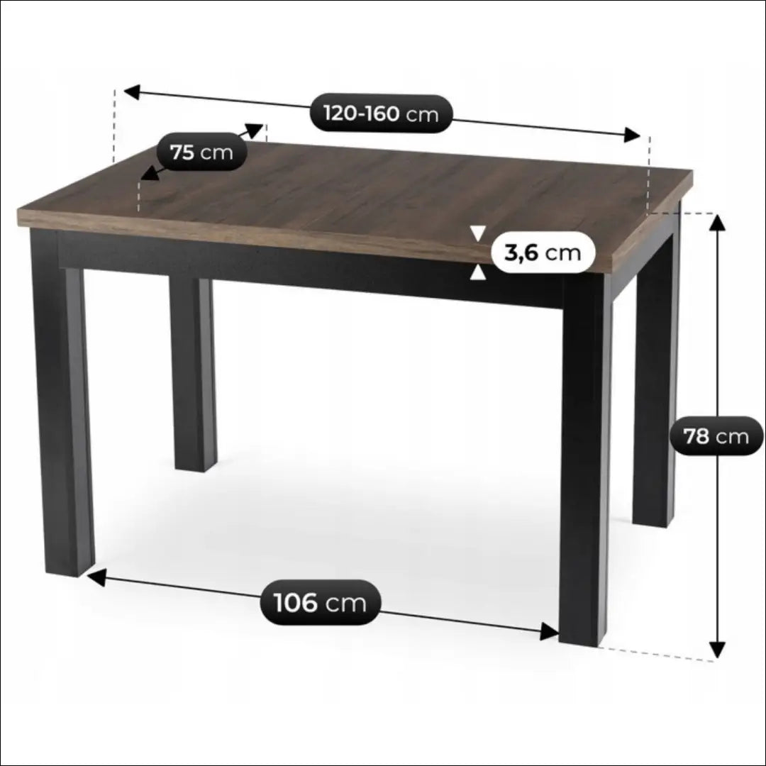 Prailginamas stalas iš medžio drožlių plokštės juodos spalvos / riešuto 120-160 cm TE992 - €190 Save 15% 100-200,