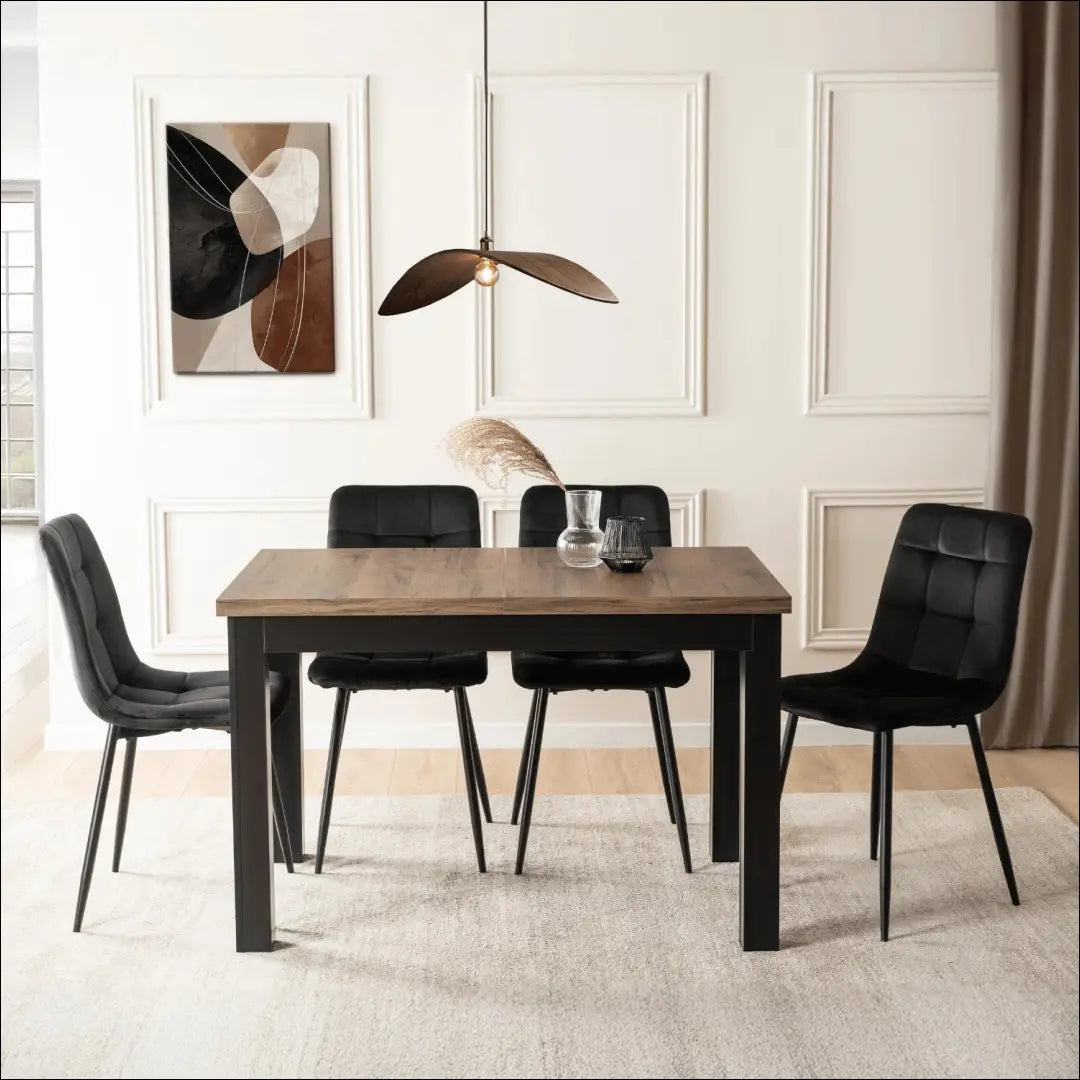 Prailginamas stalas iš medžio drožlių plokštės juodos spalvos / riešuto 120-160 cm TE992 - €190 Save 15% 100-200,