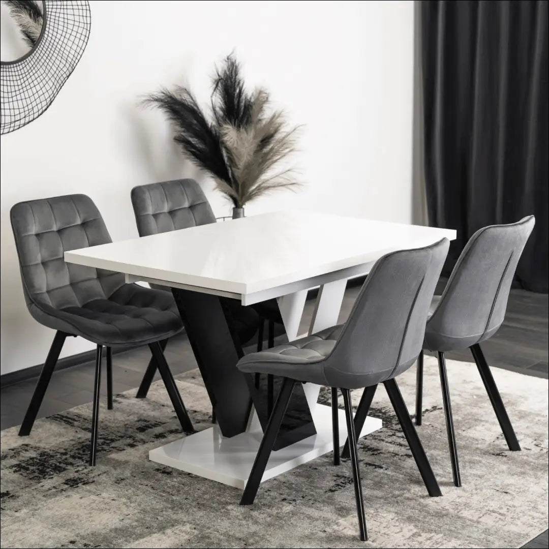 Prailginamas stalas iš medžio drožlių plokštės juodos spalvos / baltos 120-160 cm TE267 - €374 Save 15%